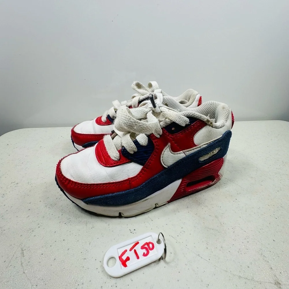 NIKE Air Max 90 Red White Blue DA9055-100 Size Youth 11C